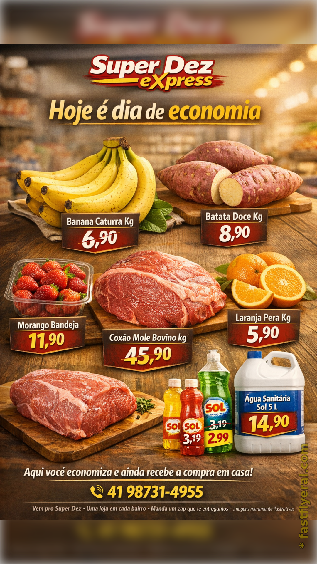 Flyer promocional gerado por IA para mercado