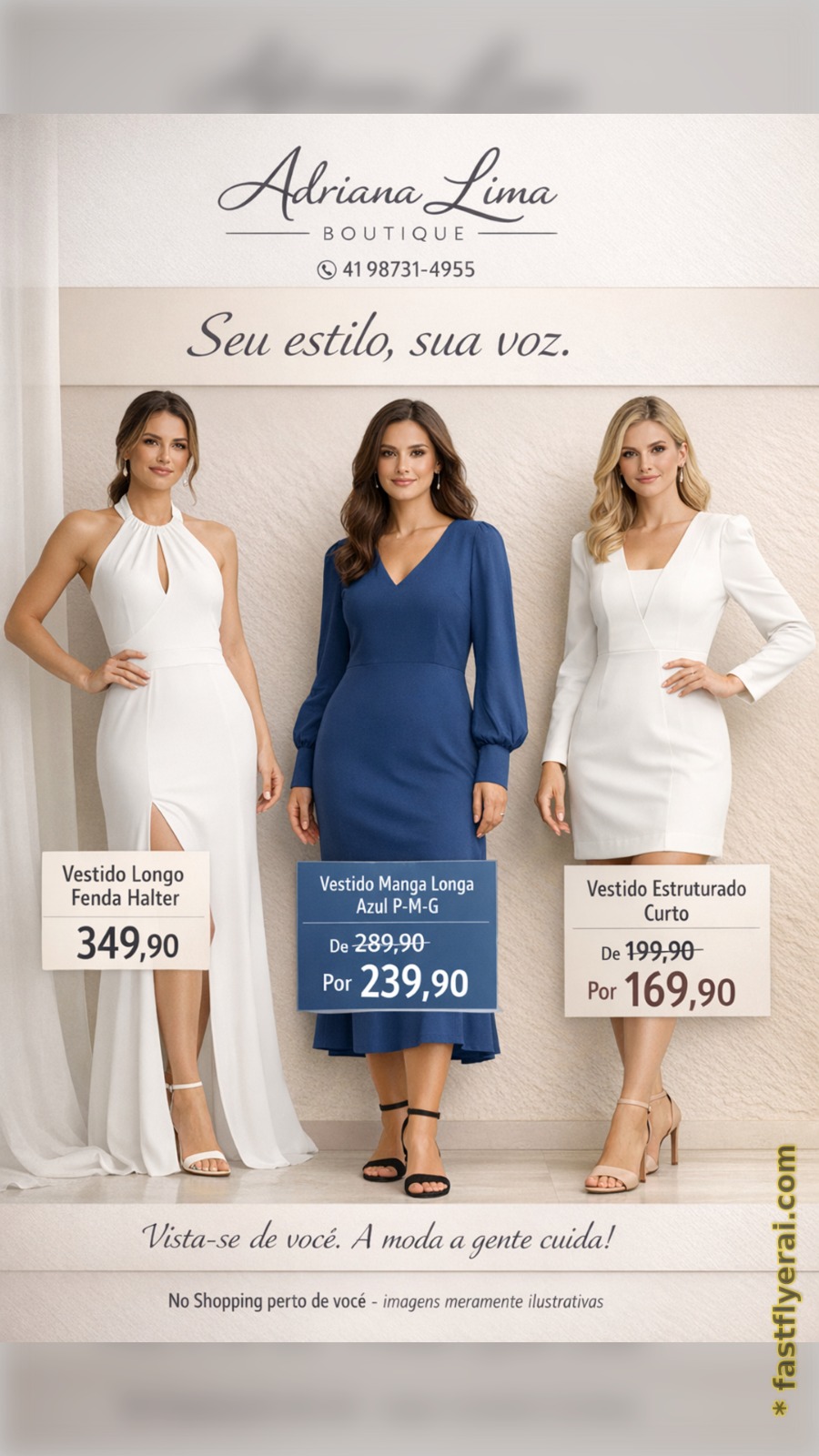 Flyer promocional gerado por IA para moda